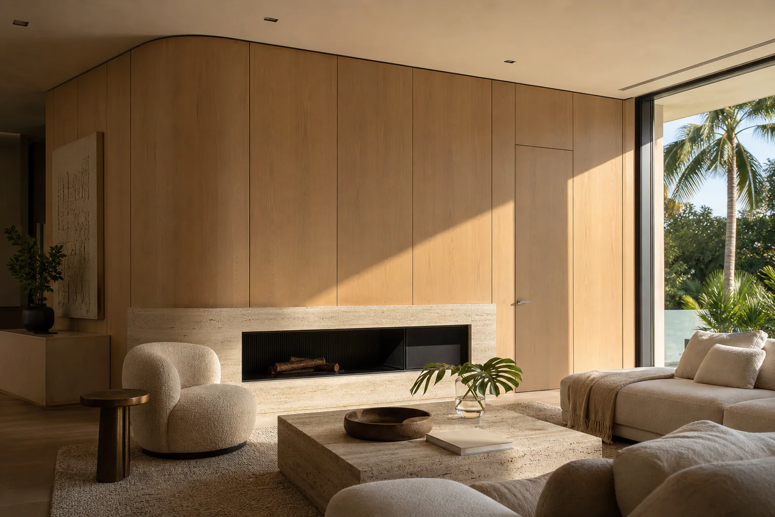 Custom oak architectural wall paneling