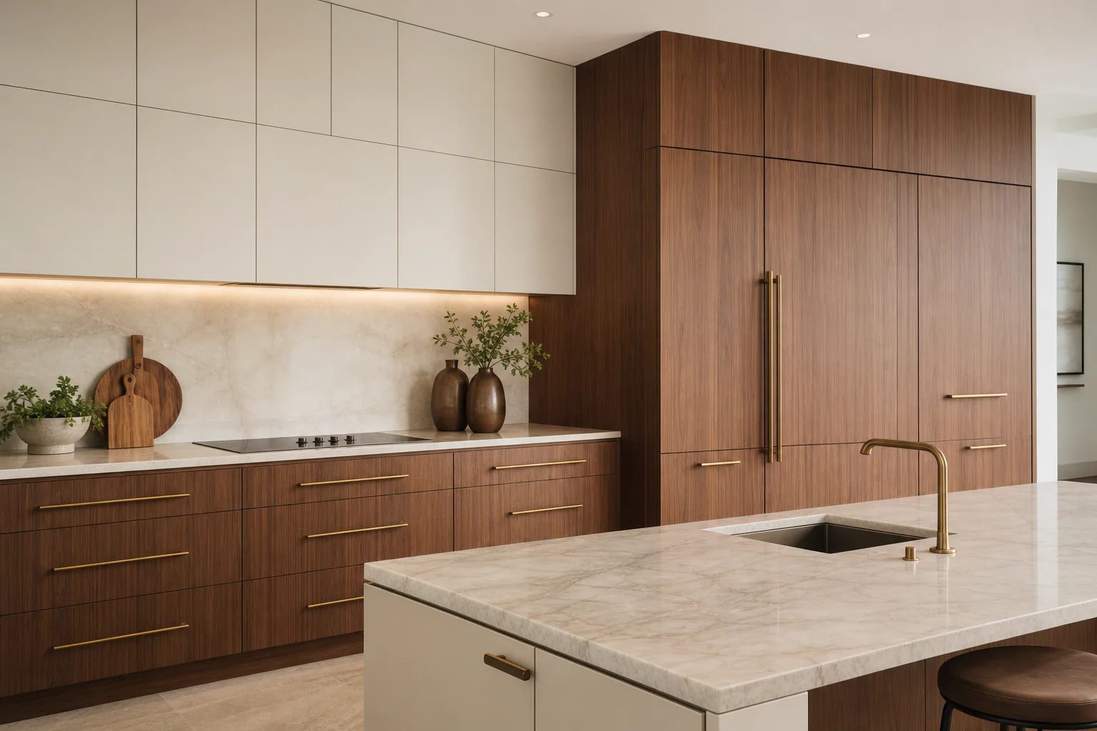 Custom walnut kitchen cabinetry